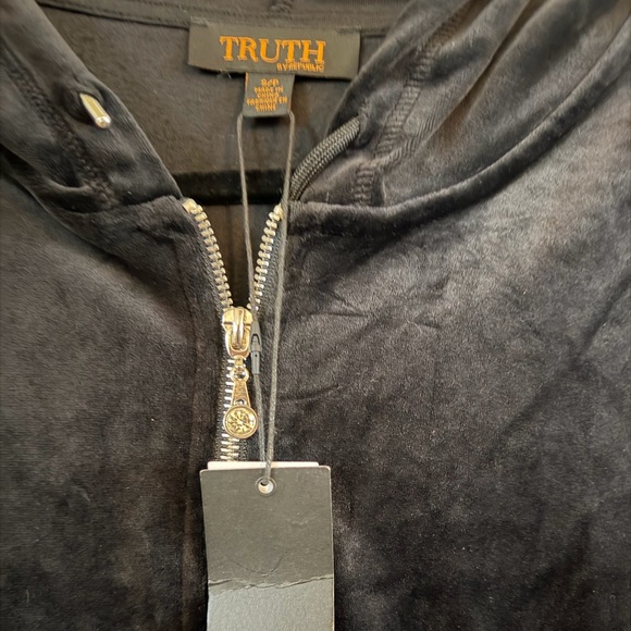 NWT Truth Blingy Skull Velvet Zip Hoodie Jacket. Size SP - Picture 2 of 4